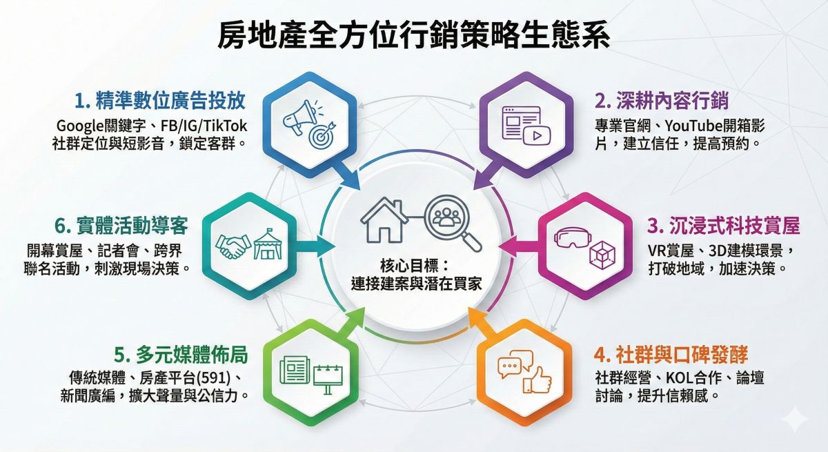 各種房地產全方位行銷的方式，要隨著公司類型需求去搭配